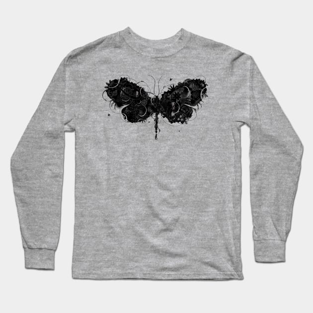 Butterfly No.3 b/w Long Sleeve T-Shirt by The Nature of Things